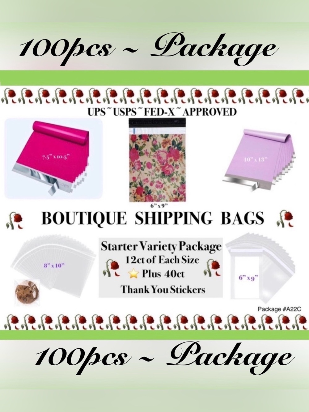 100pcs~ Starter Variety Package 36ct Poly/ 24Clear Bags & 40ct Stickers ⭐️🆕⭐️
